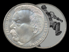 Reichsprsident Friedrich Ebert und die Rckseite der Medaille - Collage: Samy