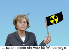 Merkel mit Fhnchen im Wind