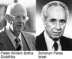 Pieter Willem Botha (Sdafrika) und Schimon Peres (Israel)