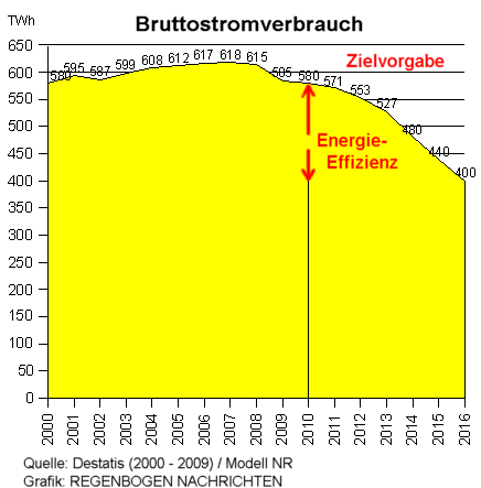 Bruttostromverbrauch und Energieeffizienz