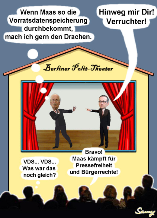 Maas, der Drachentter - Karikatur: Samy