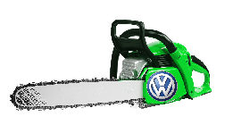 Die grnlakierte Motorsge von VW