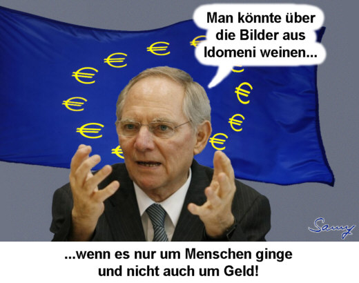 Schuble knnte weinen... - Karikatur: Samy - Creative-Commons-Lizenz Nicht-Kommerziell 3.0