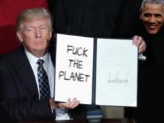 Donald Trump: Fuck the planet - Grafik : Samy (nach einer Idee von KFMW, Ronny Kraak) - Creative-Commons-Lizenz Namensnennung  Nicht-Kommerziell 3.0