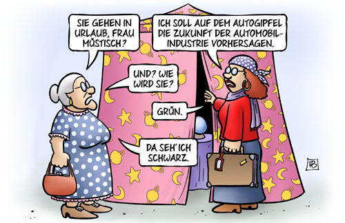 Die Zukunft der Automobilindustrie - Karikatur: Harm Bengen